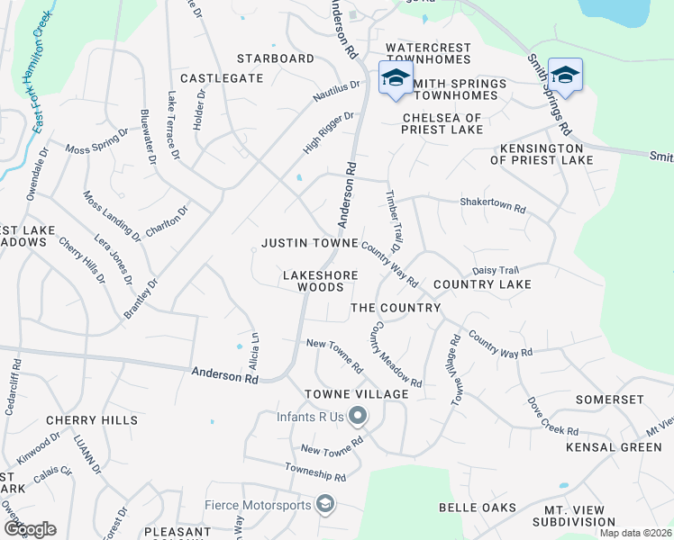 map of restaurants, bars, coffee shops, grocery stores, and more near 3410 Doriswood Court in Nashville