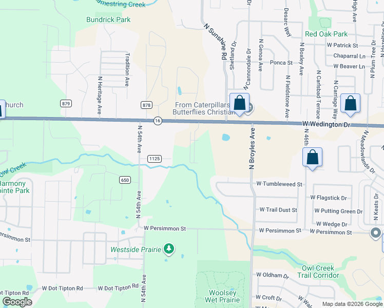 map of restaurants, bars, coffee shops, grocery stores, and more near 5102 West Wedington Drive in Fayetteville