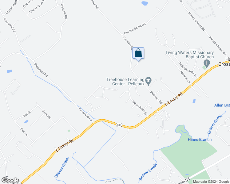 map of restaurants, bars, coffee shops, grocery stores, and more near 7625 Star Gazing Lane in Knoxville