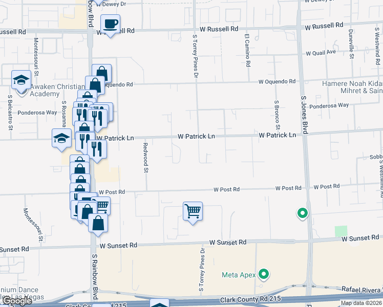 map of restaurants, bars, coffee shops, grocery stores, and more near 6510 Sobb Avenue in Las Vegas