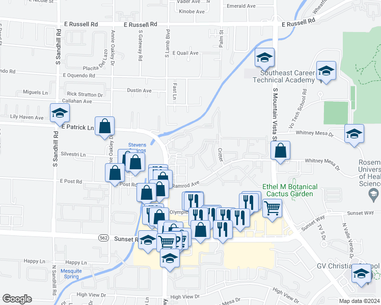 map of restaurants, bars, coffee shops, grocery stores, and more near in Henderson