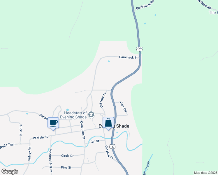 map of restaurants, bars, coffee shops, grocery stores, and more near 2191 Janet Lane in Evening Shade
