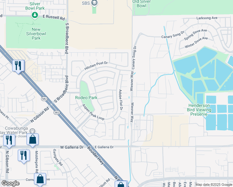 map of restaurants, bars, coffee shops, grocery stores, and more near Aspen Peak Loop in Henderson