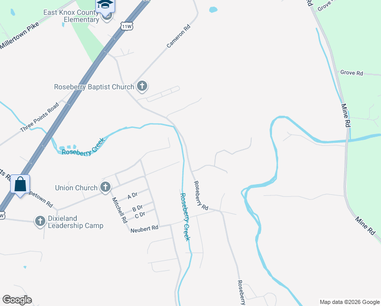 map of restaurants, bars, coffee shops, grocery stores, and more near 2507 Roseberry Road in Mascot