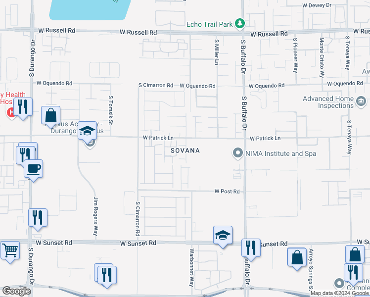 map of restaurants, bars, coffee shops, grocery stores, and more near 6139 Villa Lante Avenue in Las Vegas