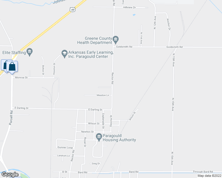 map of restaurants, bars, coffee shops, grocery stores, and more near 2002 Rector Road in Paragould