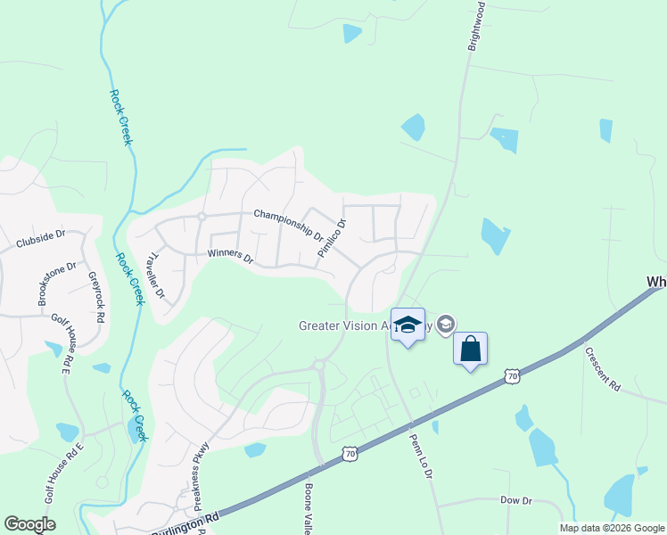 map of restaurants, bars, coffee shops, grocery stores, and more near 6833 Winners Drive in Whitsett