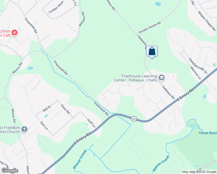 map of restaurants, bars, coffee shops, grocery stores, and more near 2907 Porch Swing Road in Knoxville