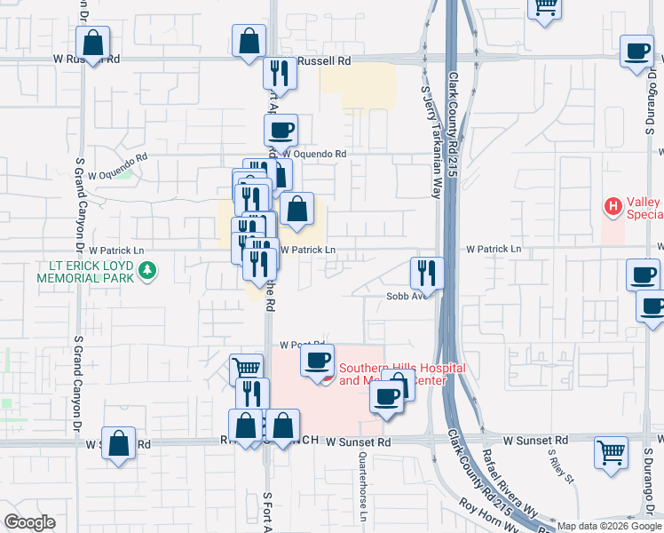 map of restaurants, bars, coffee shops, grocery stores, and more near 6138 May River Street in Las Vegas