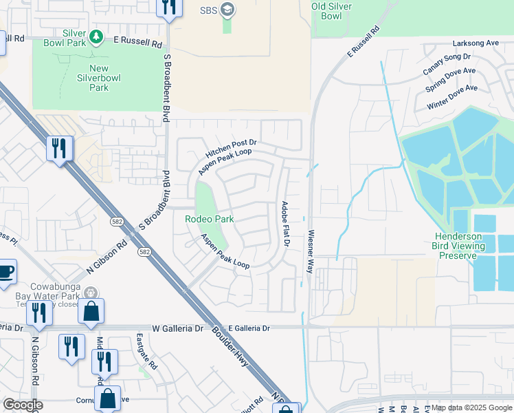 map of restaurants, bars, coffee shops, grocery stores, and more near 701 Red Bark Lane in Henderson