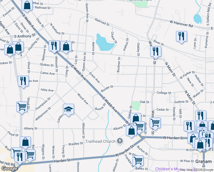 map of restaurants, bars, coffee shops, grocery stores, and more near 1201 Border Street in Burlington