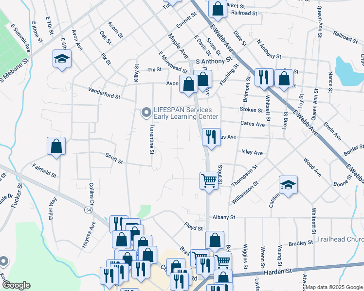 map of restaurants, bars, coffee shops, grocery stores, and more near 511 Foxton Lane in Burlington
