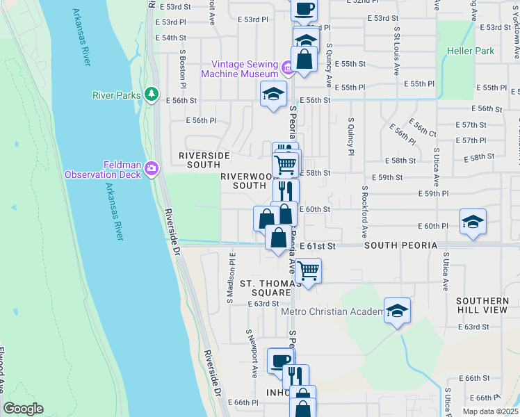 map of restaurants, bars, coffee shops, grocery stores, and more near 1122 South Newport Avenue in Tulsa