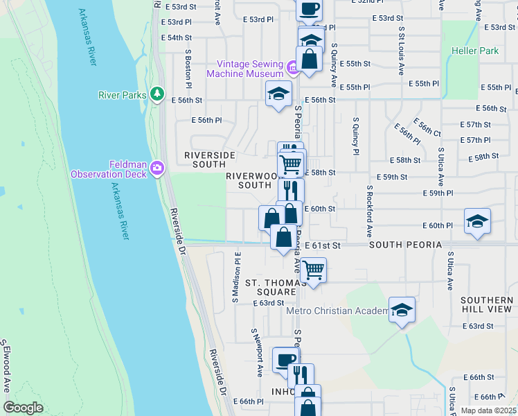 map of restaurants, bars, coffee shops, grocery stores, and more near 1122 South Newport Avenue in Tulsa