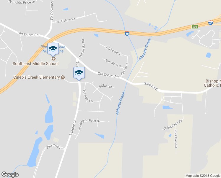 map of restaurants, bars, coffee shops, grocery stores, and more near 1517 Ballard Court in Kernersville
