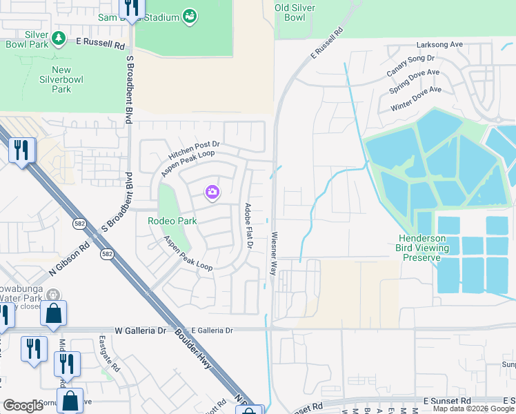map of restaurants, bars, coffee shops, grocery stores, and more near 612 Bullwhip Court in Henderson