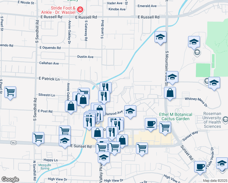 map of restaurants, bars, coffee shops, grocery stores, and more near 2950 North Green Valley Parkway in Henderson