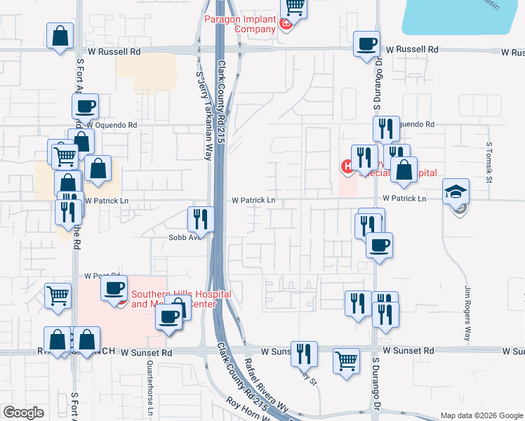 map of restaurants, bars, coffee shops, grocery stores, and more near 6169 Scarlet Leaf Street in Las Vegas