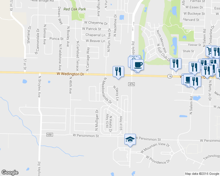 map of restaurants, bars, coffee shops, grocery stores, and more near 798-848 Larkspur Lane in Fayetteville