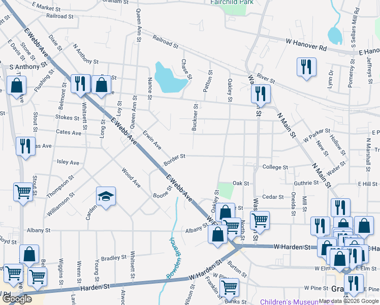 map of restaurants, bars, coffee shops, grocery stores, and more near 1226 Border Street in Burlington
