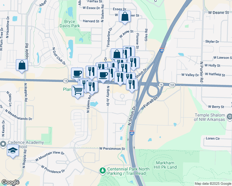 map of restaurants, bars, coffee shops, grocery stores, and more near 3001 West Wedington Drive in Fayetteville