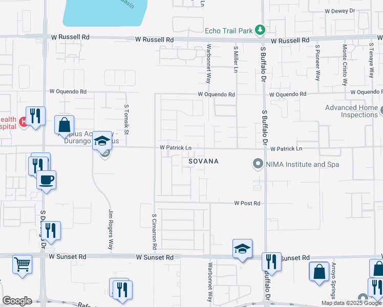 map of restaurants, bars, coffee shops, grocery stores, and more near 6160 Rumrill Street in Las Vegas