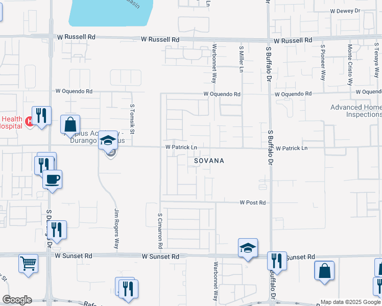 map of restaurants, bars, coffee shops, grocery stores, and more near 6160 Rumrill Street in Las Vegas