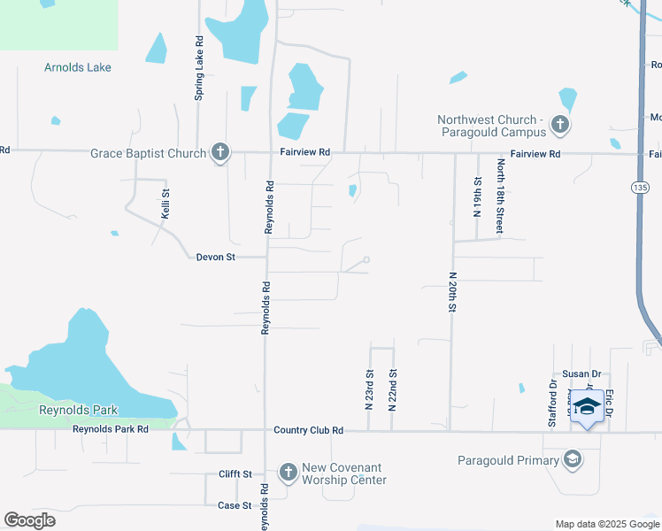 map of restaurants, bars, coffee shops, grocery stores, and more near 2501 Chadwick Drive in Paragould