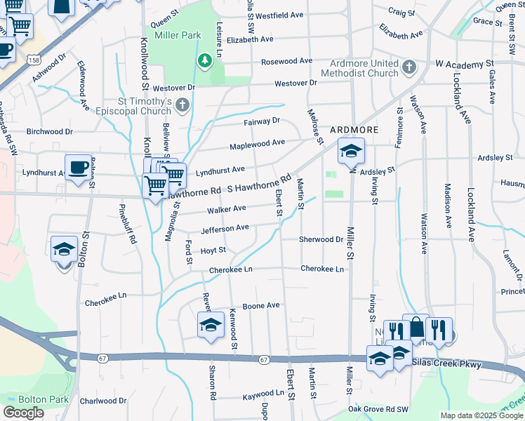 map of restaurants, bars, coffee shops, grocery stores, and more near in Winston-Salem