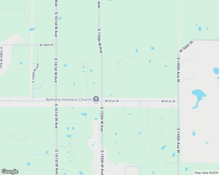 map of restaurants, bars, coffee shops, grocery stores, and more near 5909 South 155th West Avenue in Sand Springs