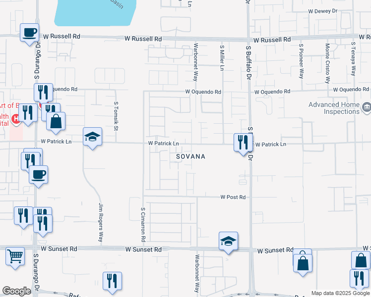 map of restaurants, bars, coffee shops, grocery stores, and more near 8034 Passion Court in Las Vegas