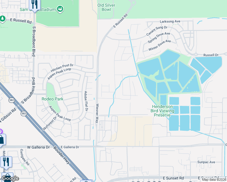 map of restaurants, bars, coffee shops, grocery stores, and more near 1007 Gentle Swan in Henderson