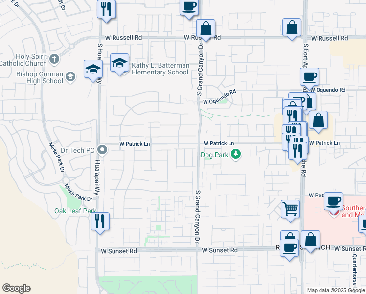 map of restaurants, bars, coffee shops, grocery stores, and more near 9853 Masterpiece Drive in Las Vegas