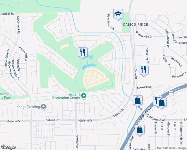 map of restaurants, bars, coffee shops, grocery stores, and more near 968 Via Vannucci Way in Henderson