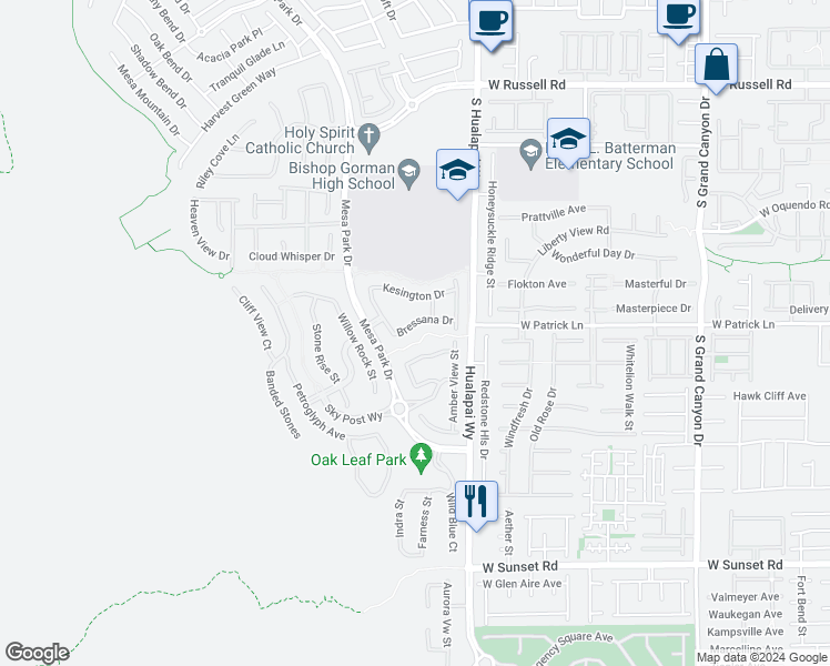map of restaurants, bars, coffee shops, grocery stores, and more near 10349 Bressana Drive in Las Vegas