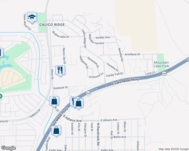 map of restaurants, bars, coffee shops, grocery stores, and more near 997 Gladiola Way in Henderson