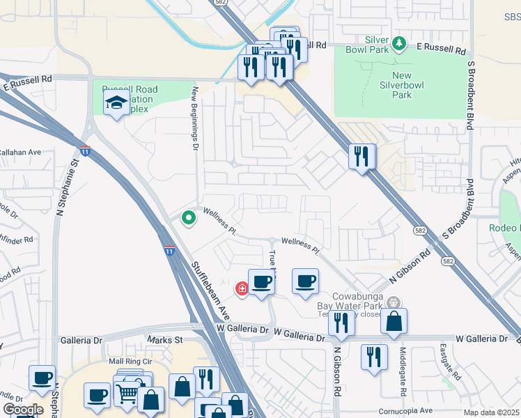 map of restaurants, bars, coffee shops, grocery stores, and more near 6365 Dan Blocker Avenue in Henderson
