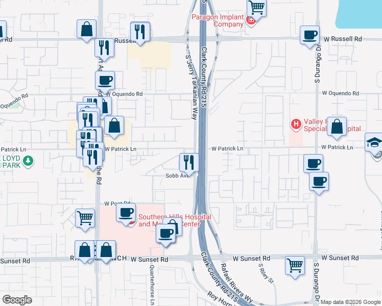 map of restaurants, bars, coffee shops, grocery stores, and more near 9060 Patrick Henry Avenue in Las Vegas