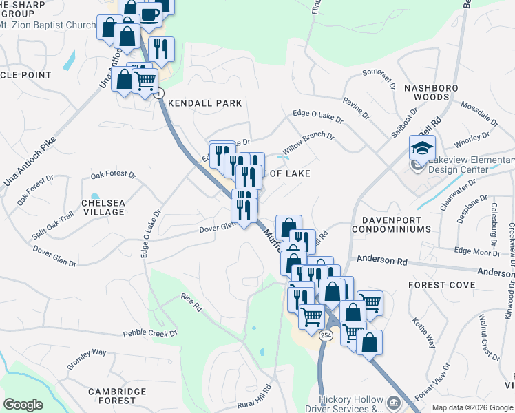 map of restaurants, bars, coffee shops, grocery stores, and more near 2532 Murfreesboro Pike in Nashville