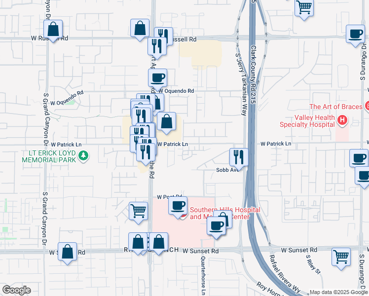 map of restaurants, bars, coffee shops, grocery stores, and more near 9276 Desert Pearl Avenue in Las Vegas