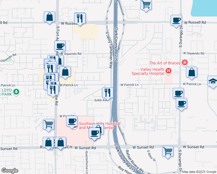map of restaurants, bars, coffee shops, grocery stores, and more near 9060 Patrick Henry Avenue in Las Vegas