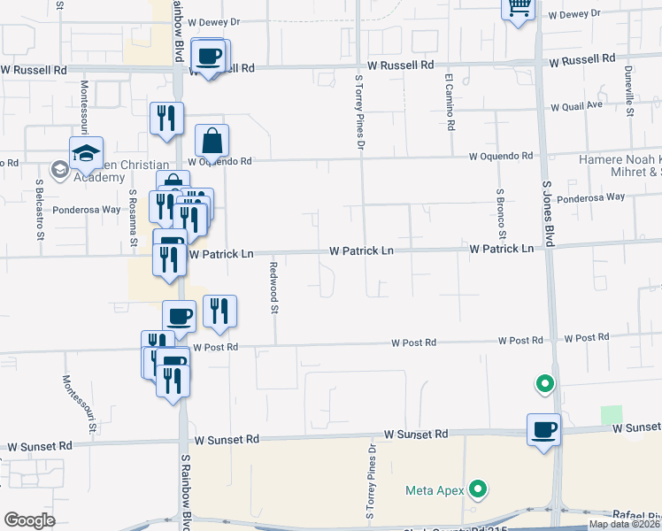 map of restaurants, bars, coffee shops, grocery stores, and more near in Las Vegas