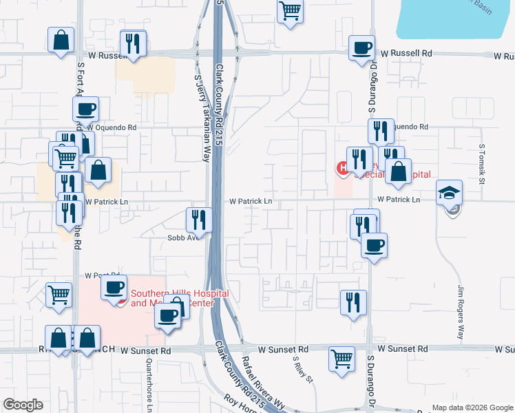 map of restaurants, bars, coffee shops, grocery stores, and more near 6101 Scarlet Leaf Street in Las Vegas