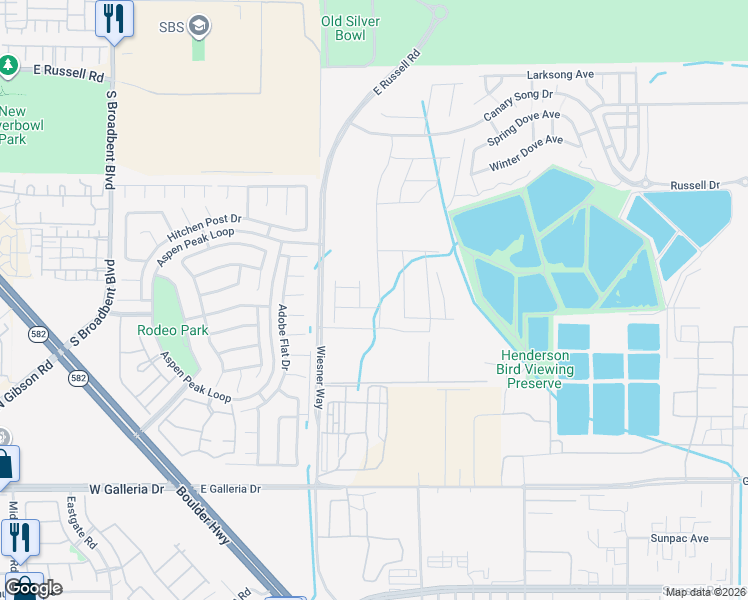 map of restaurants, bars, coffee shops, grocery stores, and more near 1009 Gentle Swan in Henderson