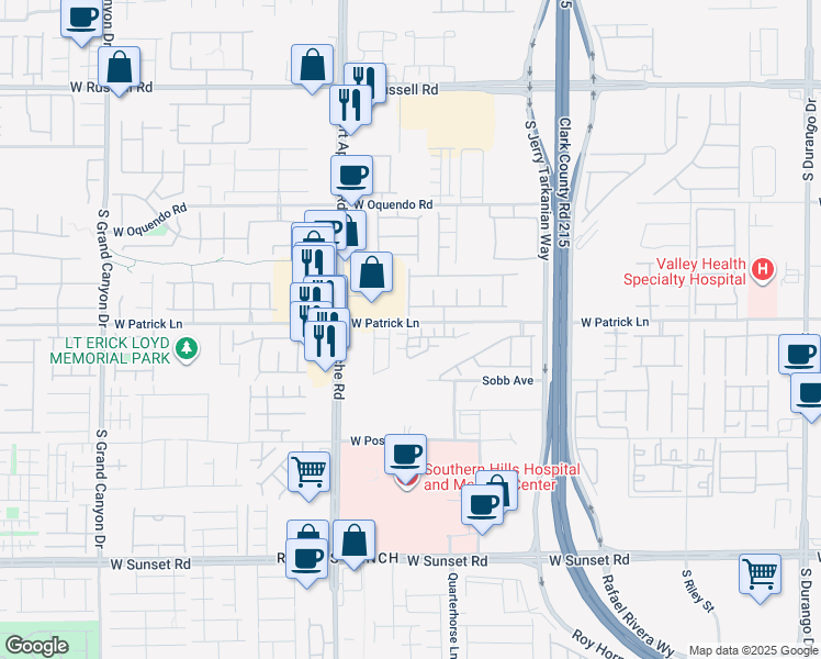 map of restaurants, bars, coffee shops, grocery stores, and more near 9276 Desert Pearl Avenue in Las Vegas