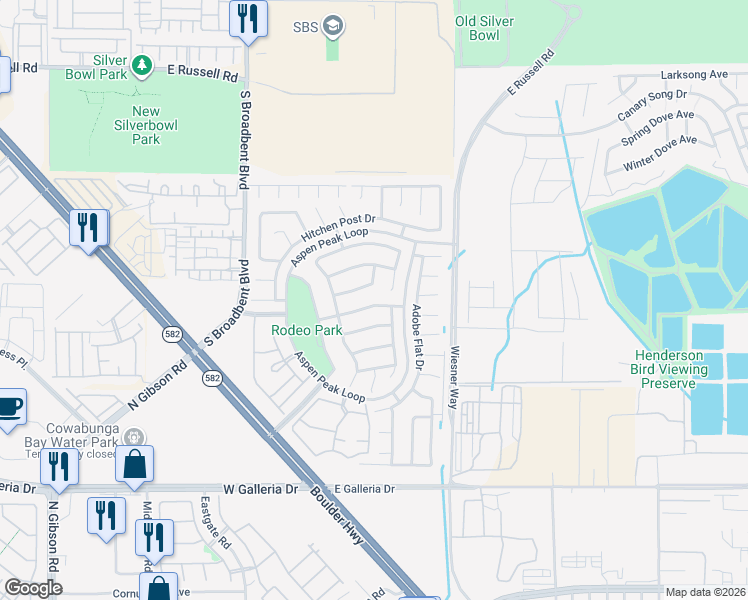 map of restaurants, bars, coffee shops, grocery stores, and more near 700 Red Bark Lane in Henderson