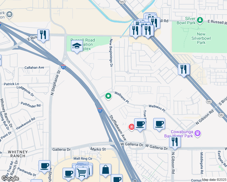 map of restaurants, bars, coffee shops, grocery stores, and more near 6225 Dan Blocker Avenue in Henderson