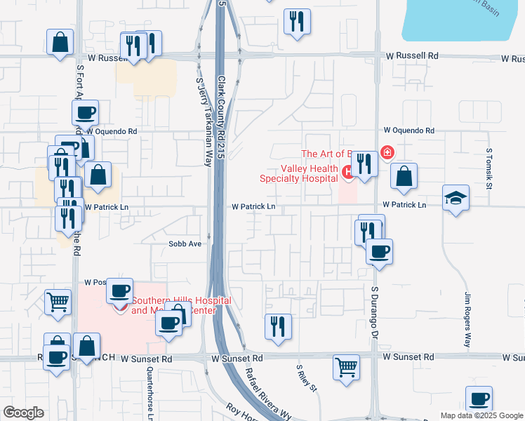 map of restaurants, bars, coffee shops, grocery stores, and more near 6101 Scarlet Leaf Street in Las Vegas