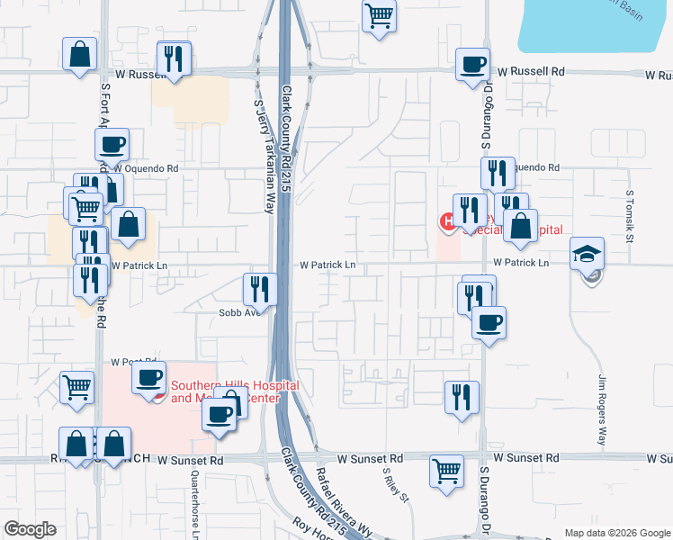 map of restaurants, bars, coffee shops, grocery stores, and more near 6101 Scarlet Leaf Street in Las Vegas