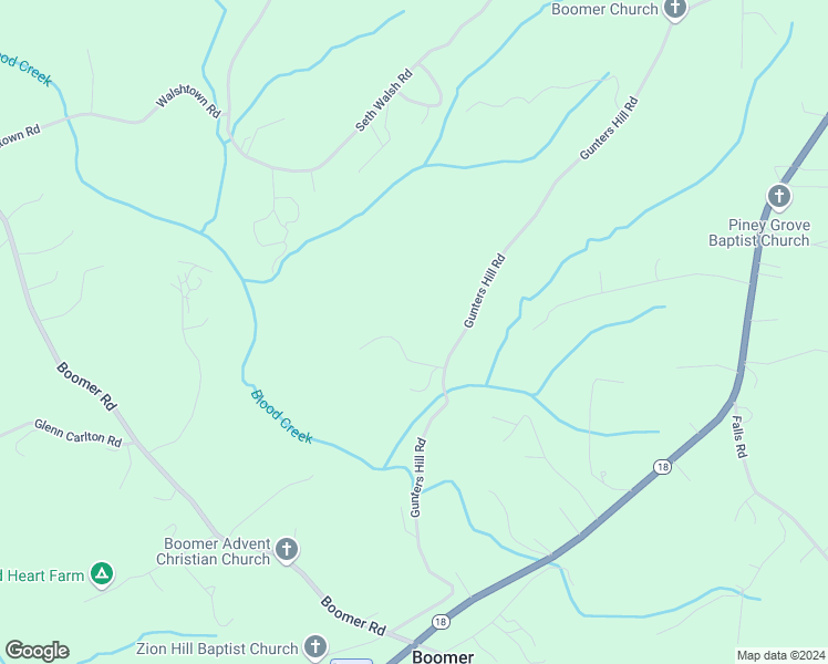 map of restaurants, bars, coffee shops, grocery stores, and more near 1458 Gunters Hill Rd in Boomer